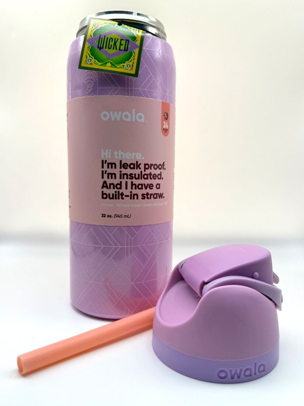 Owala WICKED Glinda Shimmering Pink 32 oz Water Bottle